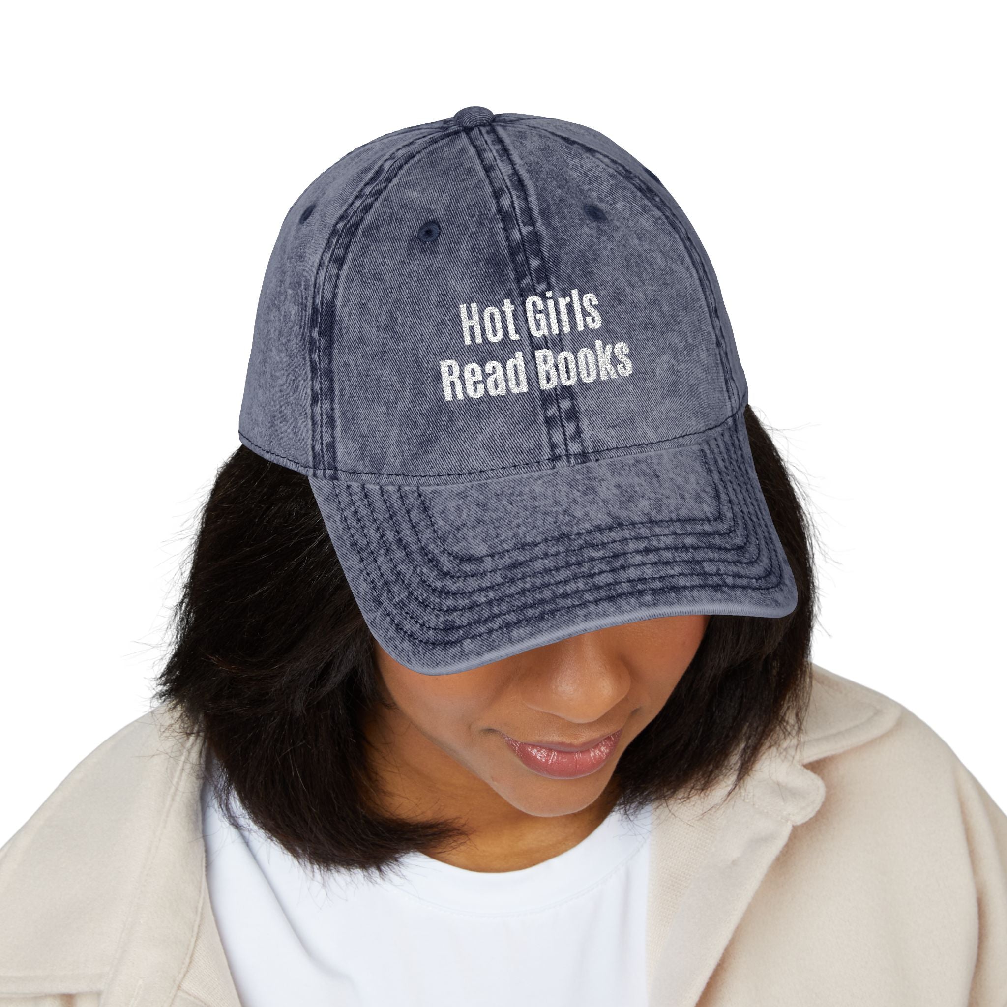 Embroidered 'Hot Girls Read Books' Vintage Baseball Cap