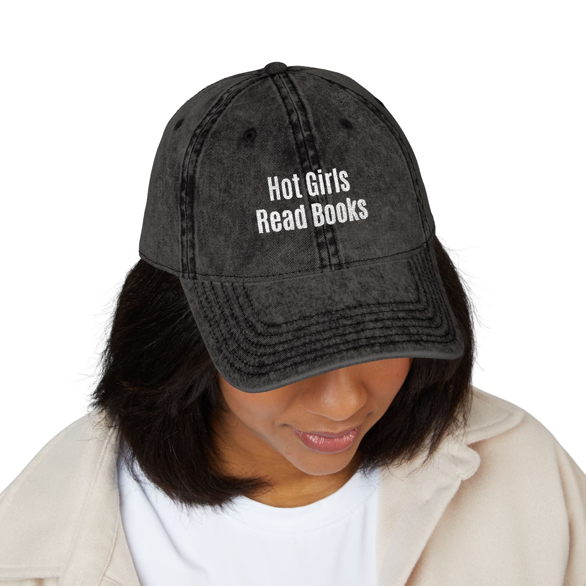 Embroidered 'Hot Girls Read Books' Vintage Baseball Cap