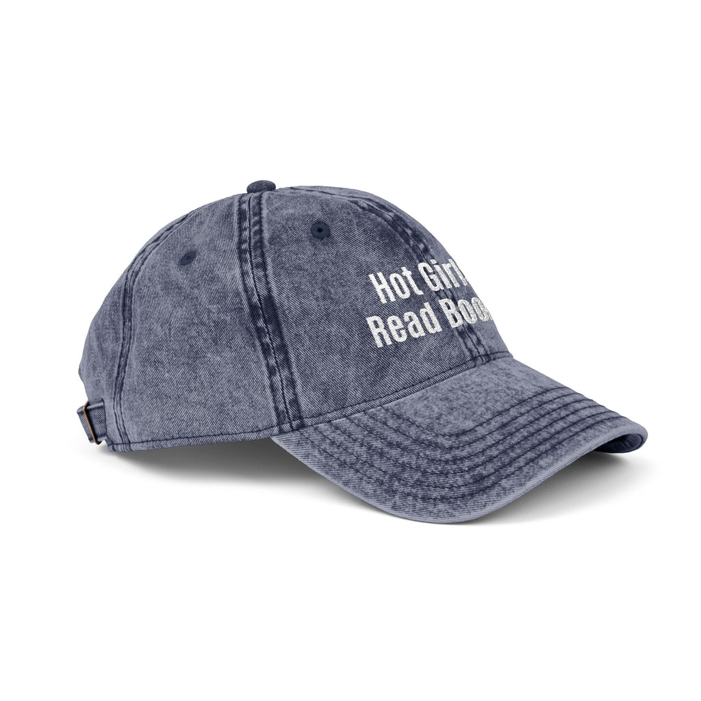 Embroidered 'Hot Girls Read Books' Vintage Baseball Cap