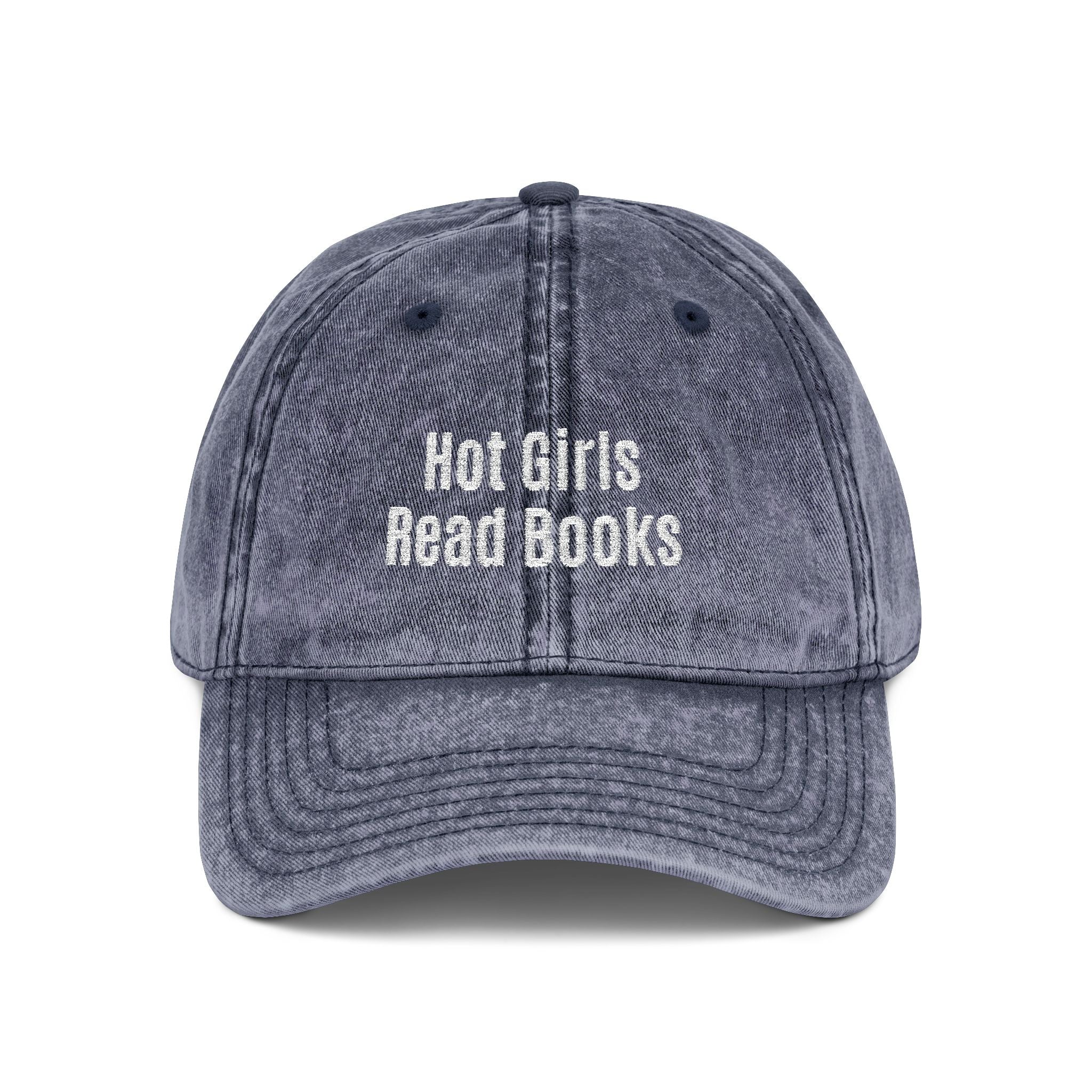 Embroidered 'Hot Girls Read Books' Vintage Baseball Cap