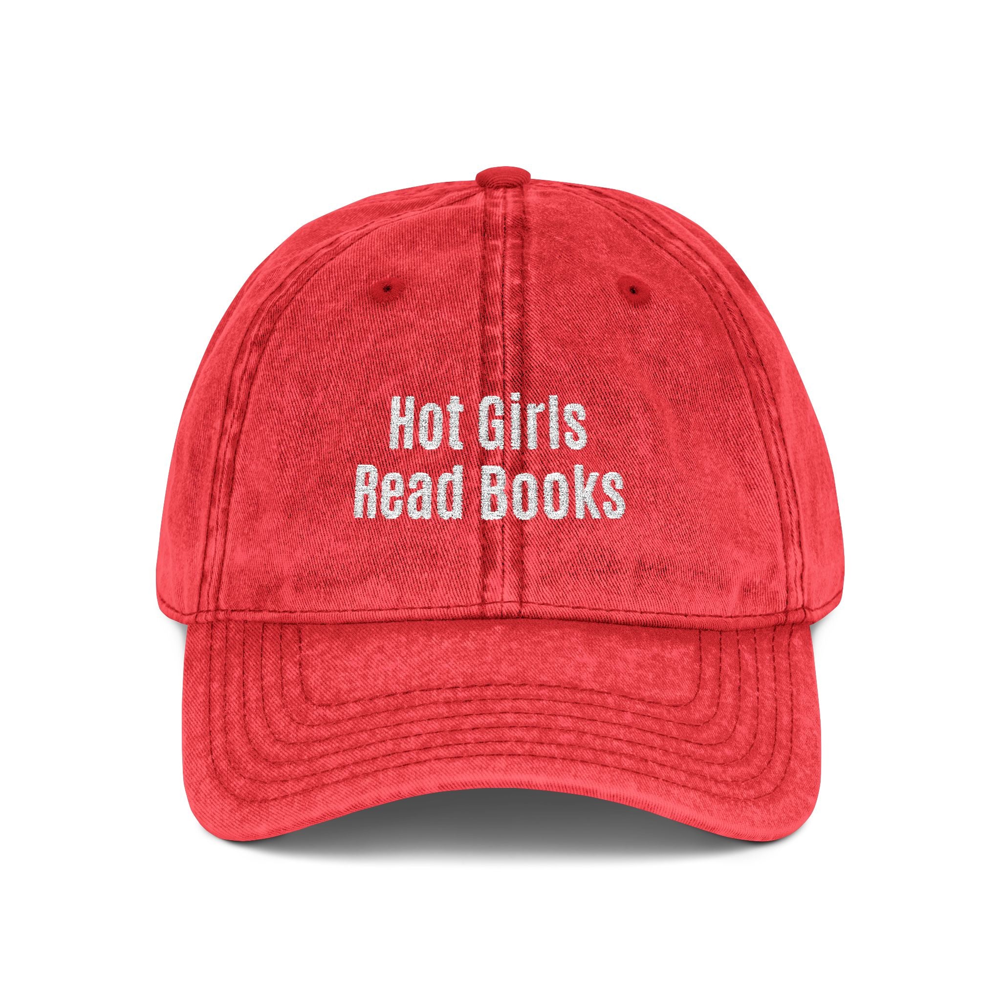 Embroidered 'Hot Girls Read Books' Vintage Baseball Cap