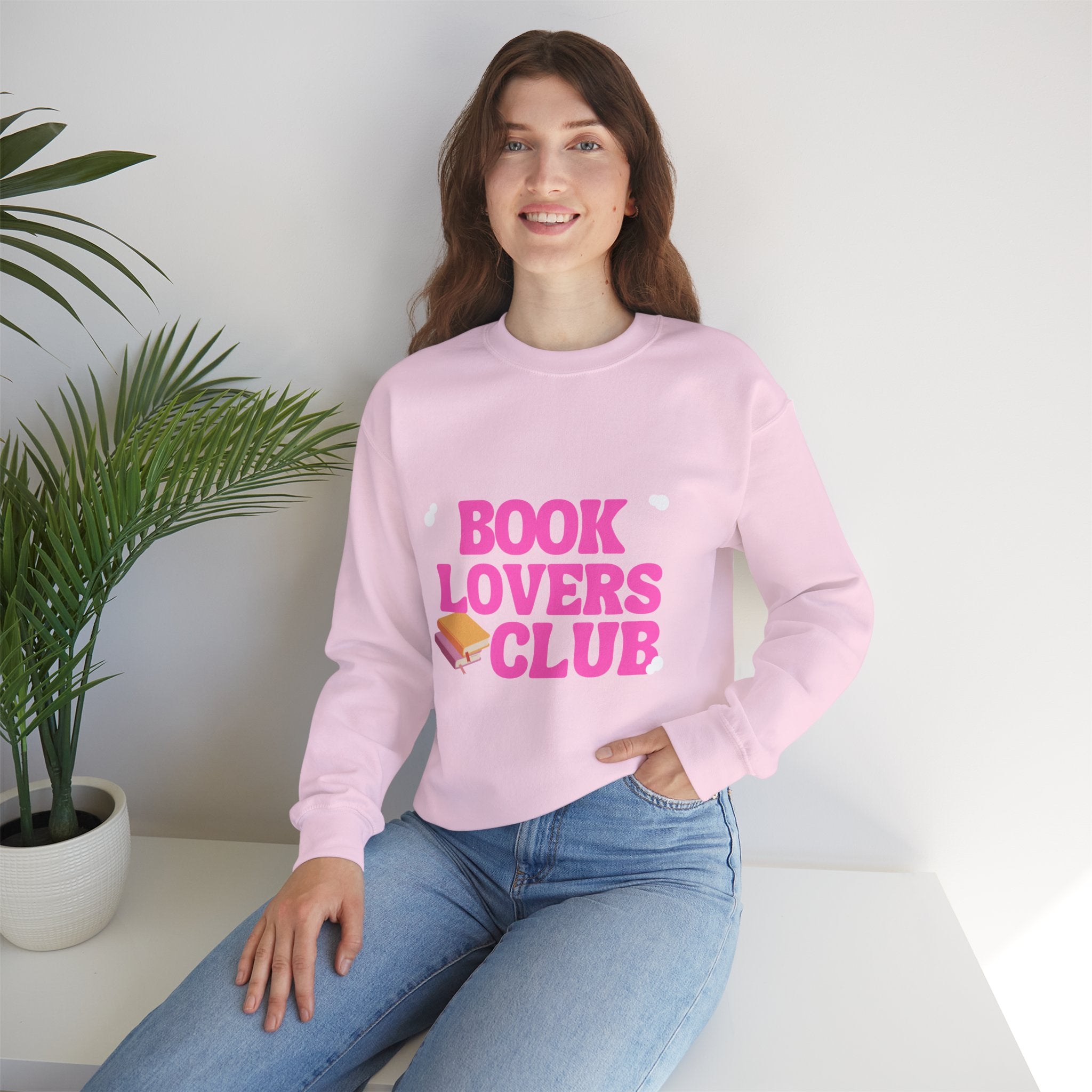 Book Lovers Club Sweatshirt — Pink Cozy Crewneck for Readers