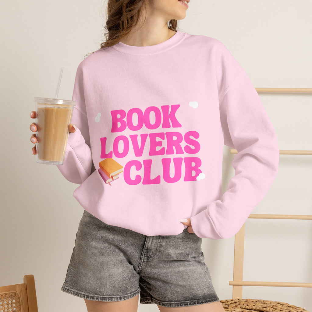 Book Lovers Club Sweatshirt — Pink Cozy Crewneck for Readers