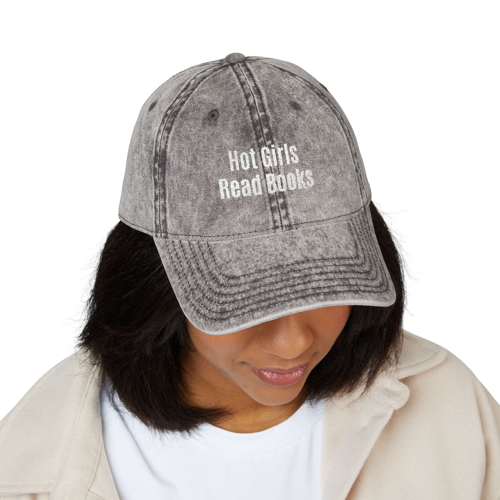Embroidered 'Hot Girls Read Books' Vintage Baseball Cap