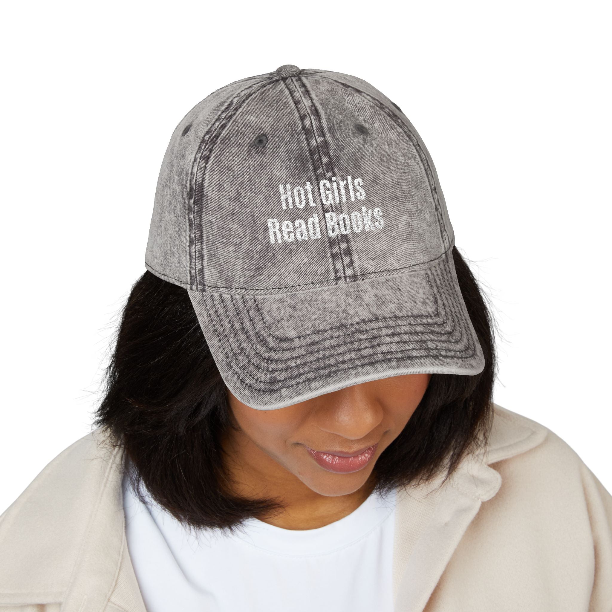 Embroidered 'Hot Girls Read Books' Vintage Baseball Cap