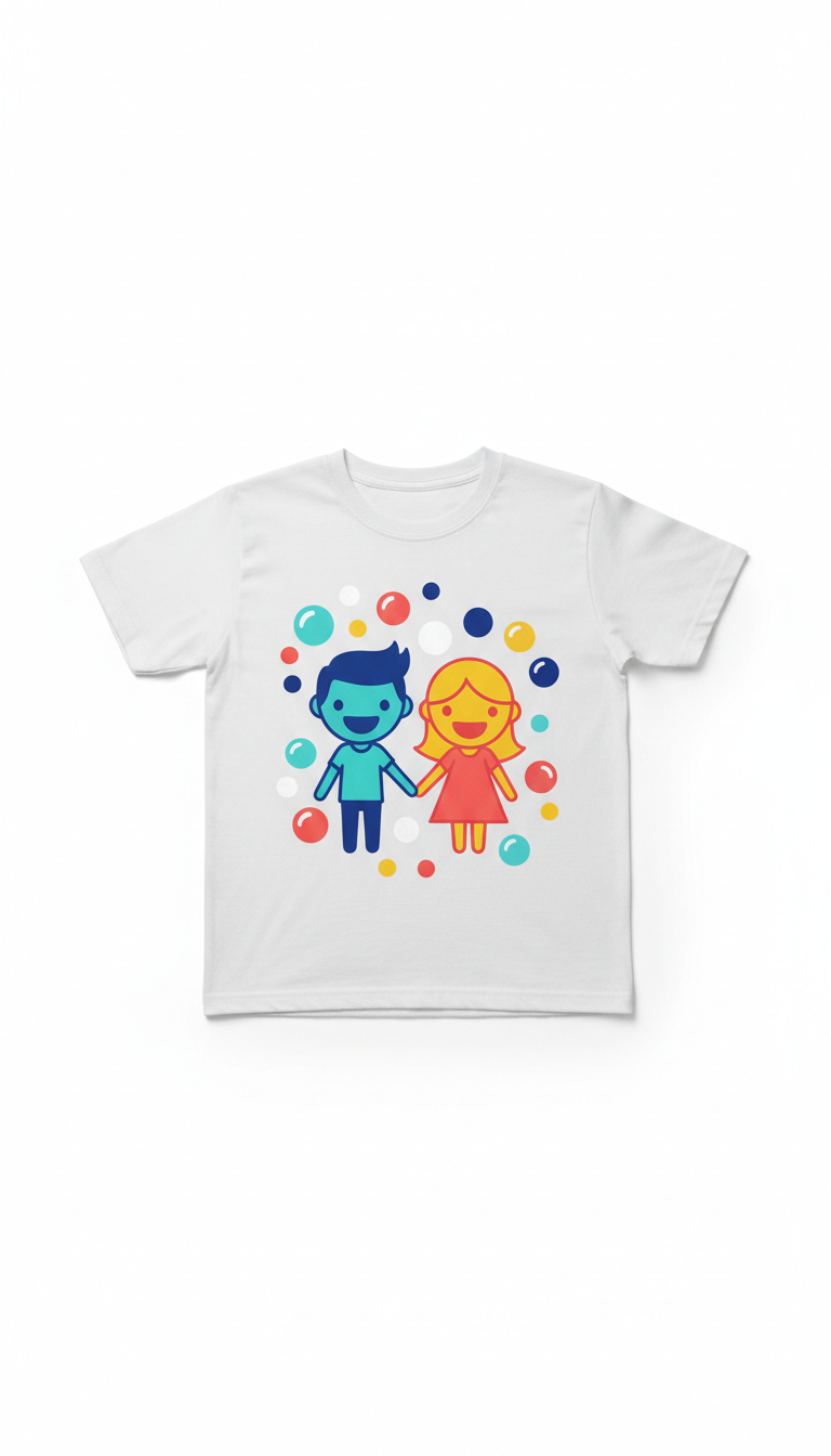 Couples bubble motif poly-cotton tee