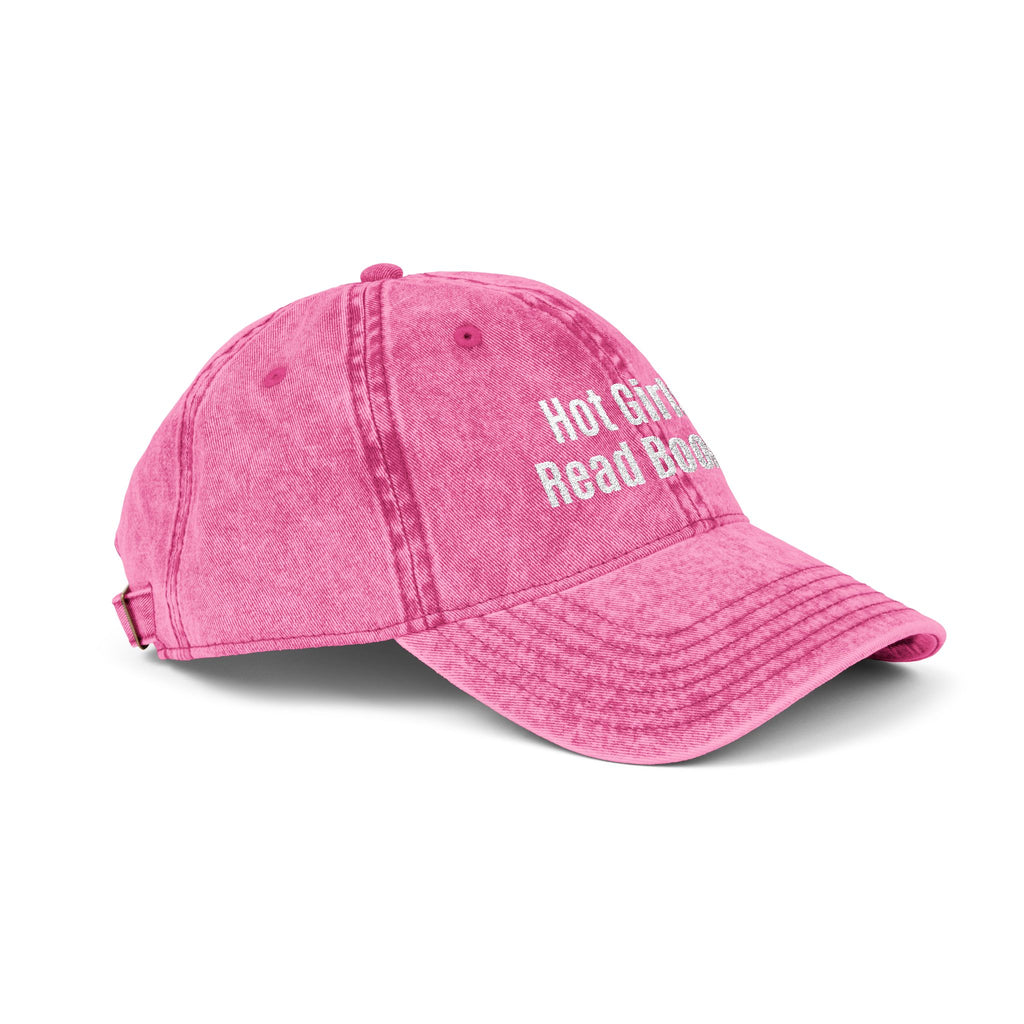 Embroidered 'Hot Girls Read Books' Vintage Baseball Cap