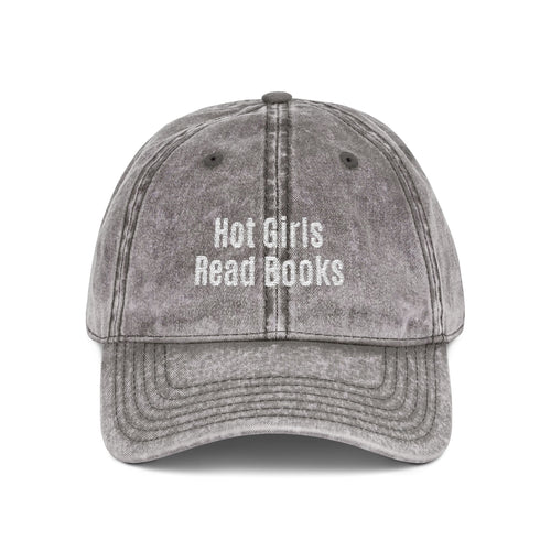 Embroidered 'Hot Girls Read Books' Vintage Baseball Cap