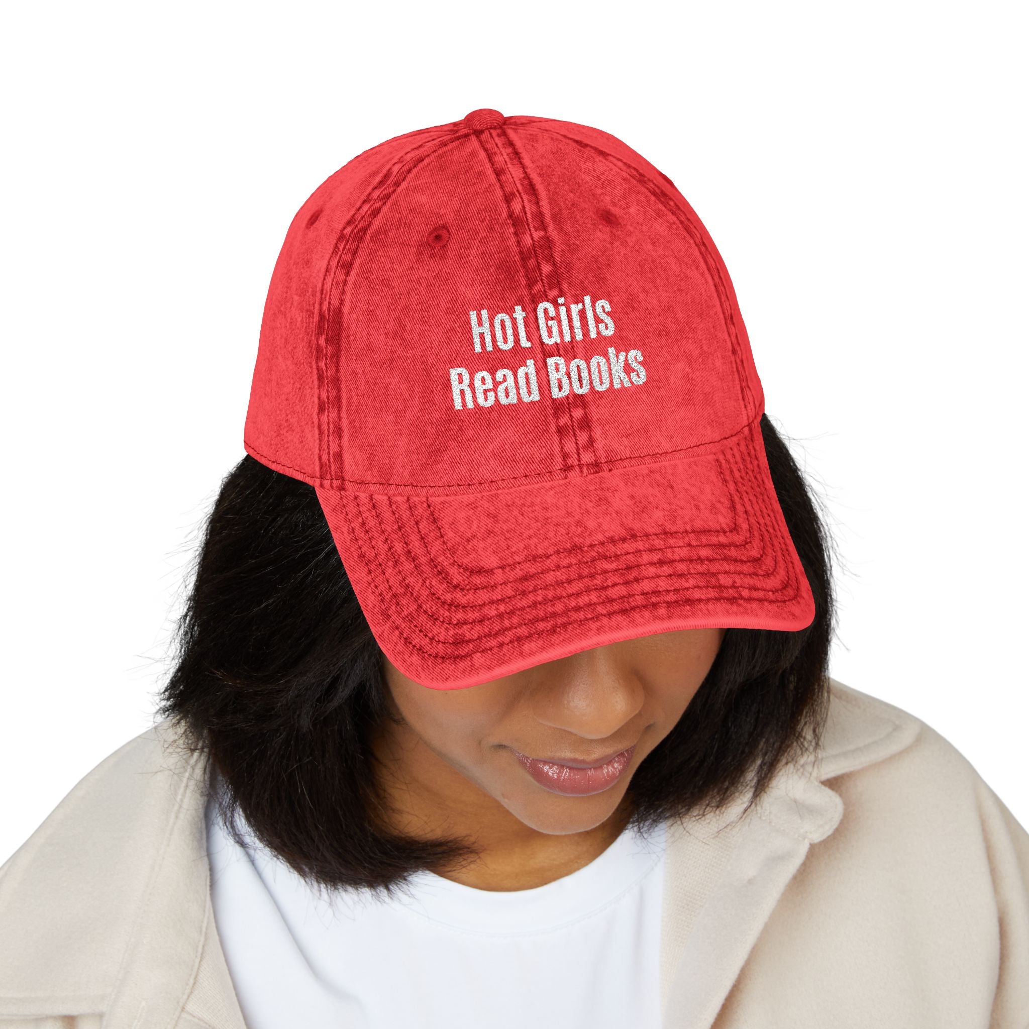 Embroidered 'Hot Girls Read Books' Vintage Baseball Cap