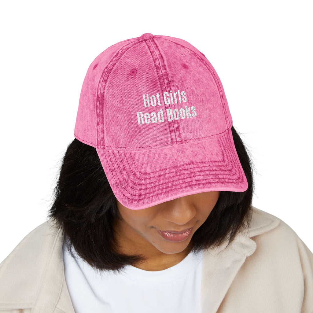 Embroidered 'Hot Girls Read Books' Vintage Baseball Cap