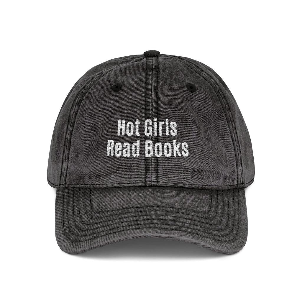 Embroidered 'Hot Girls Read Books' Vintage Baseball Cap