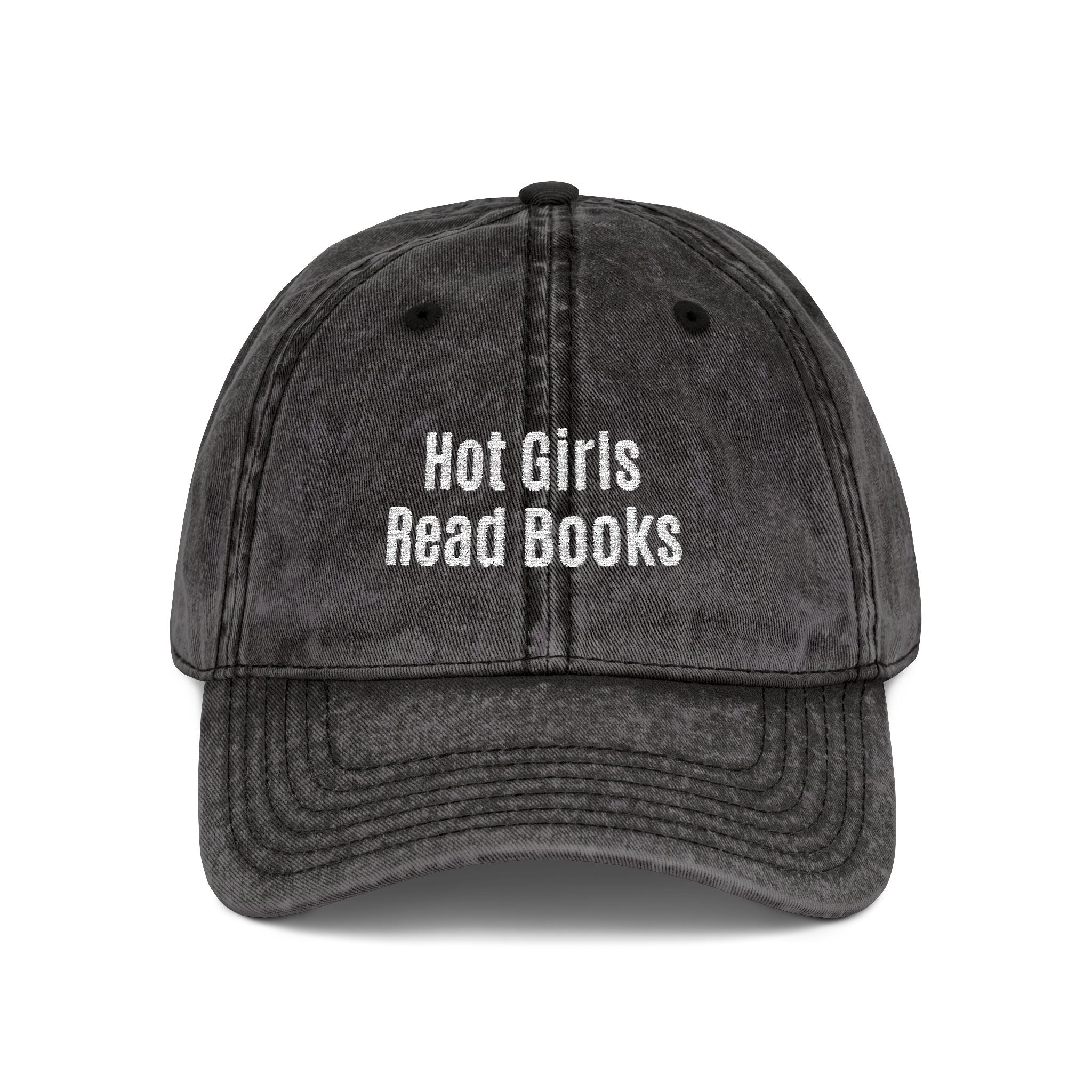Embroidered 'Hot Girls Read Books' Vintage Baseball Cap